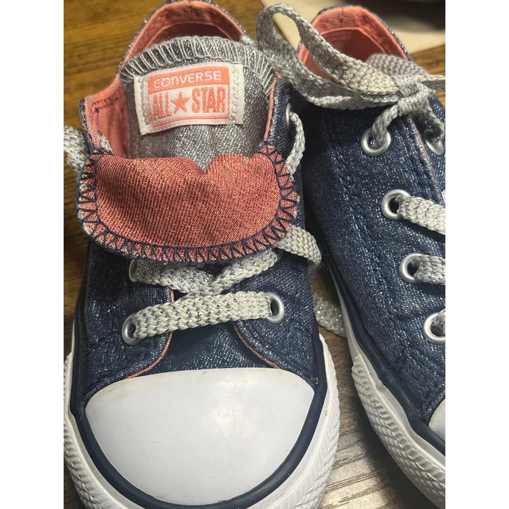 Converse Chuck Taylor All Star Infant 8 Blue Shimmer Denim Sneakers Sz 8 758112F